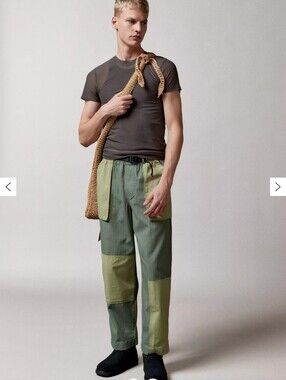 BDG Men's Two-Tone BLUE Patchwork Pants Large